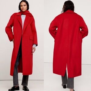 Banana Republic Oversized Double Faced Wool Coat in Red Sunset Size Large